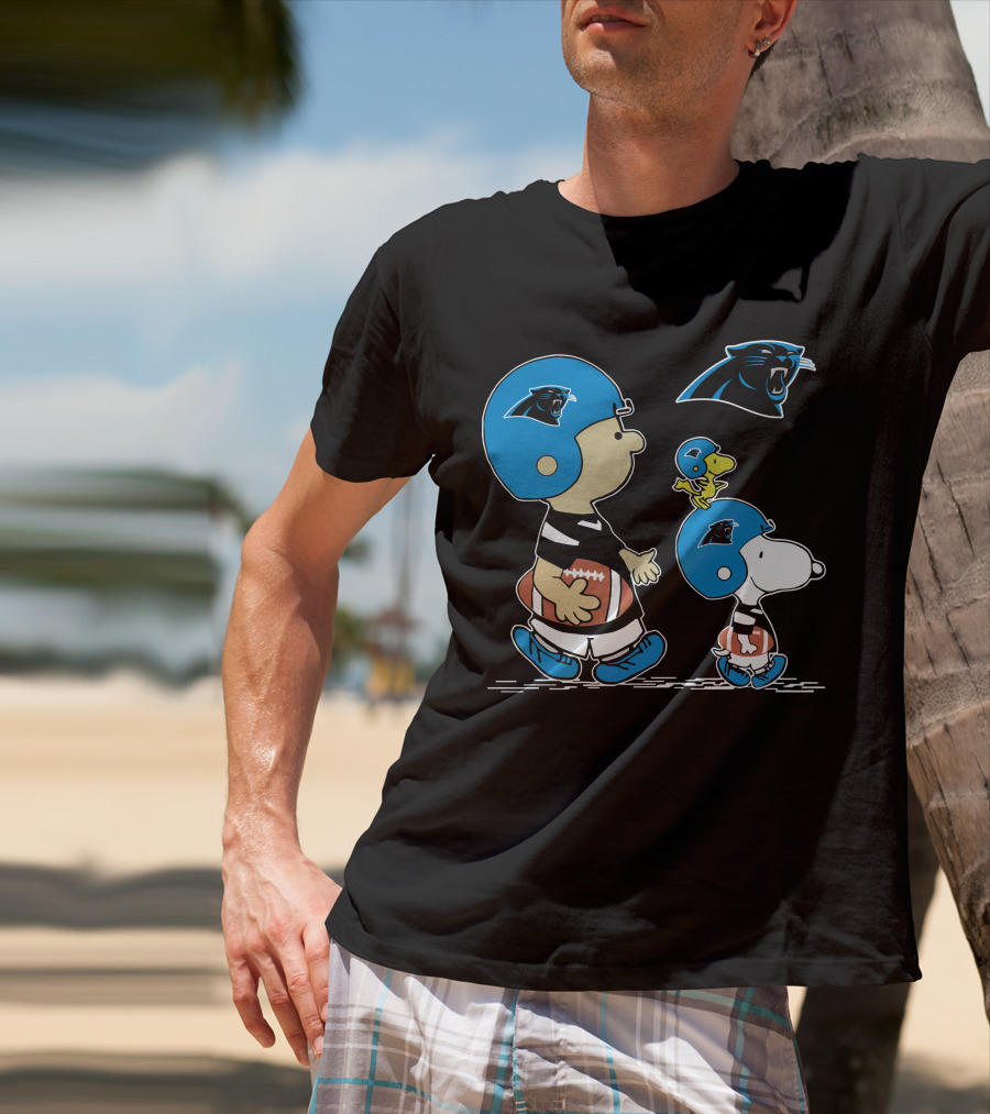 Carolina Panthers Snoopy And Woodstock Football Helmet T-Shirt