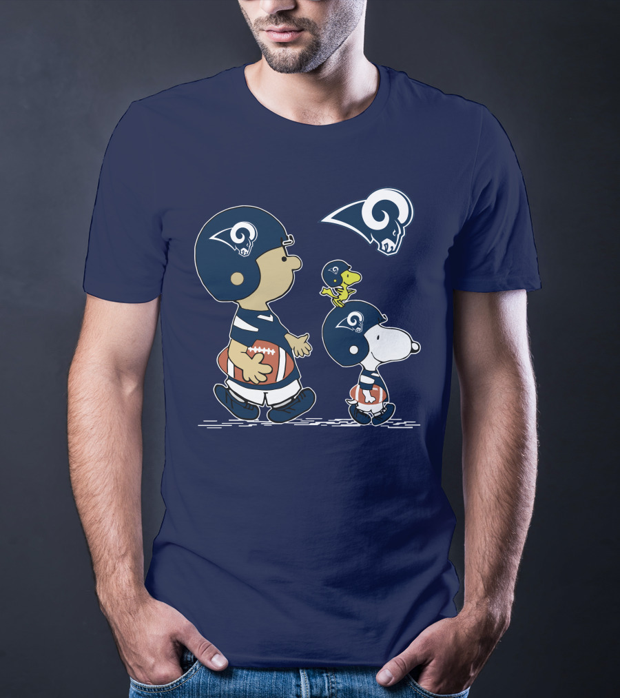 Rams Snoopy Charlie Brown Woodstock Football Helmets T-Shirt