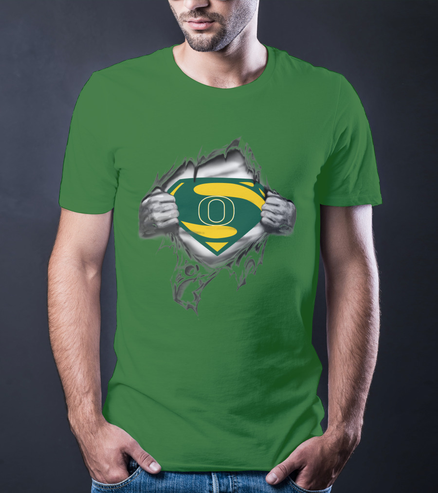 Oregon Ducks Superman Logo Emblem Breaking Through T-Shirt