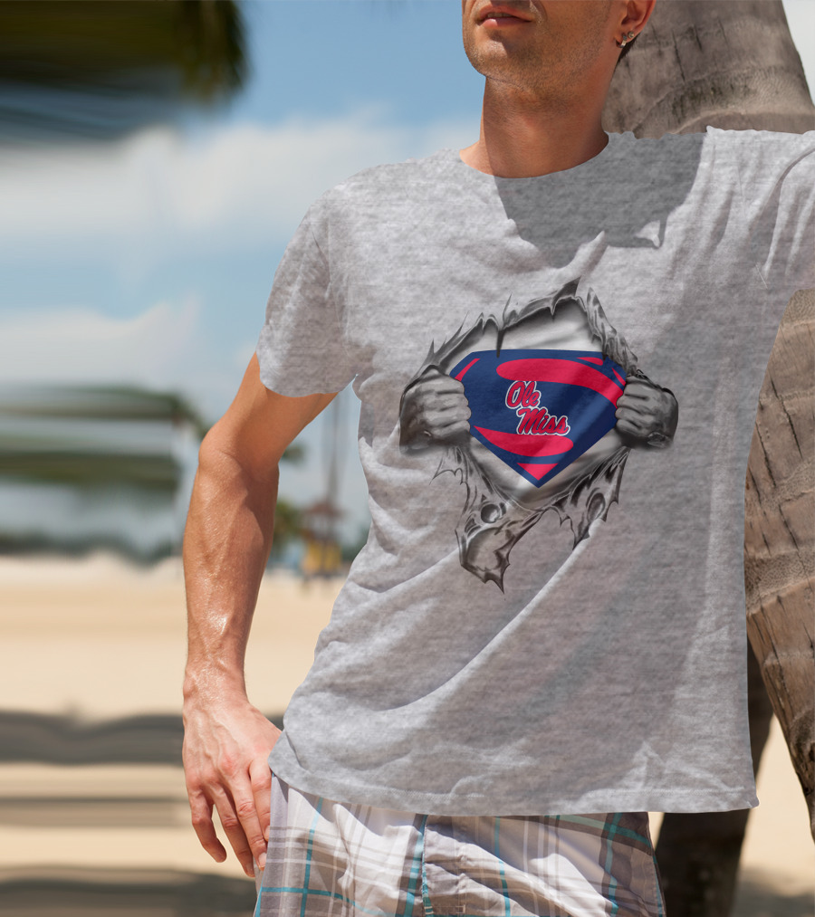 Ole Miss Superman Logo Ripped Chest T-Shirt