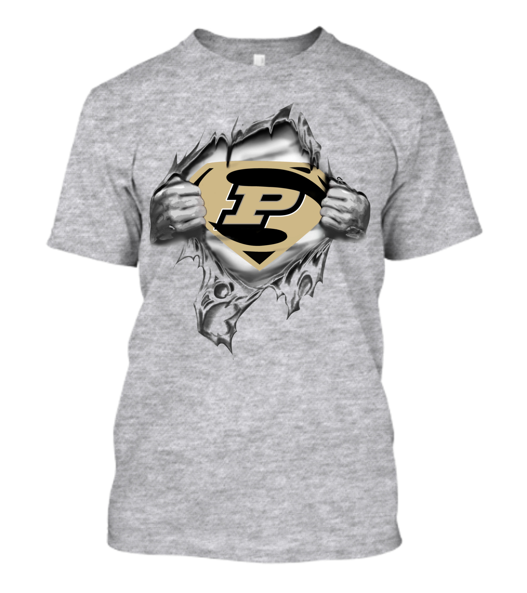 Purdue University Superhero Emblem Torn T-Shirt