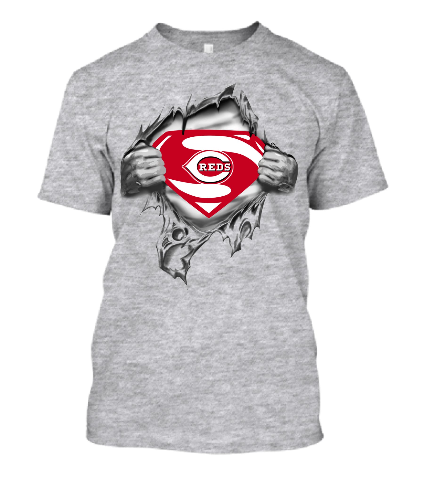 Reds Logo Superman Shield Baseball T-Shirt