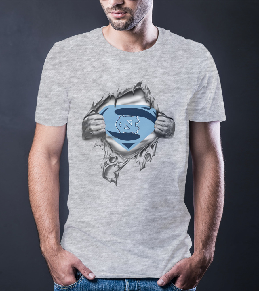 Unc Tar Heels Superman Logo Rip Jersey T-Shirt