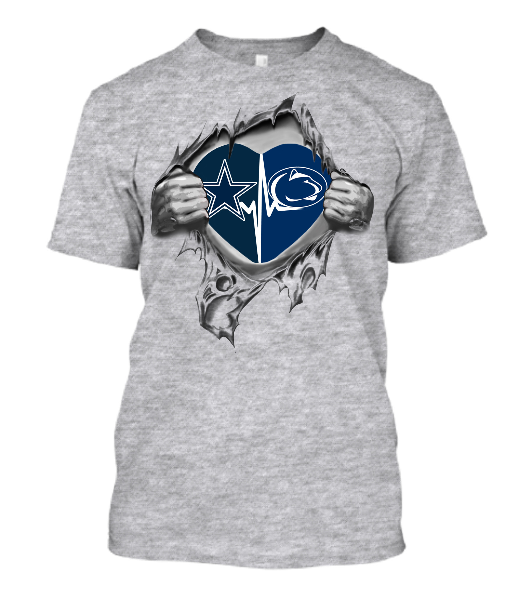 Cowboys Penn State Heart Logo Dual Team Pride T-Shirt