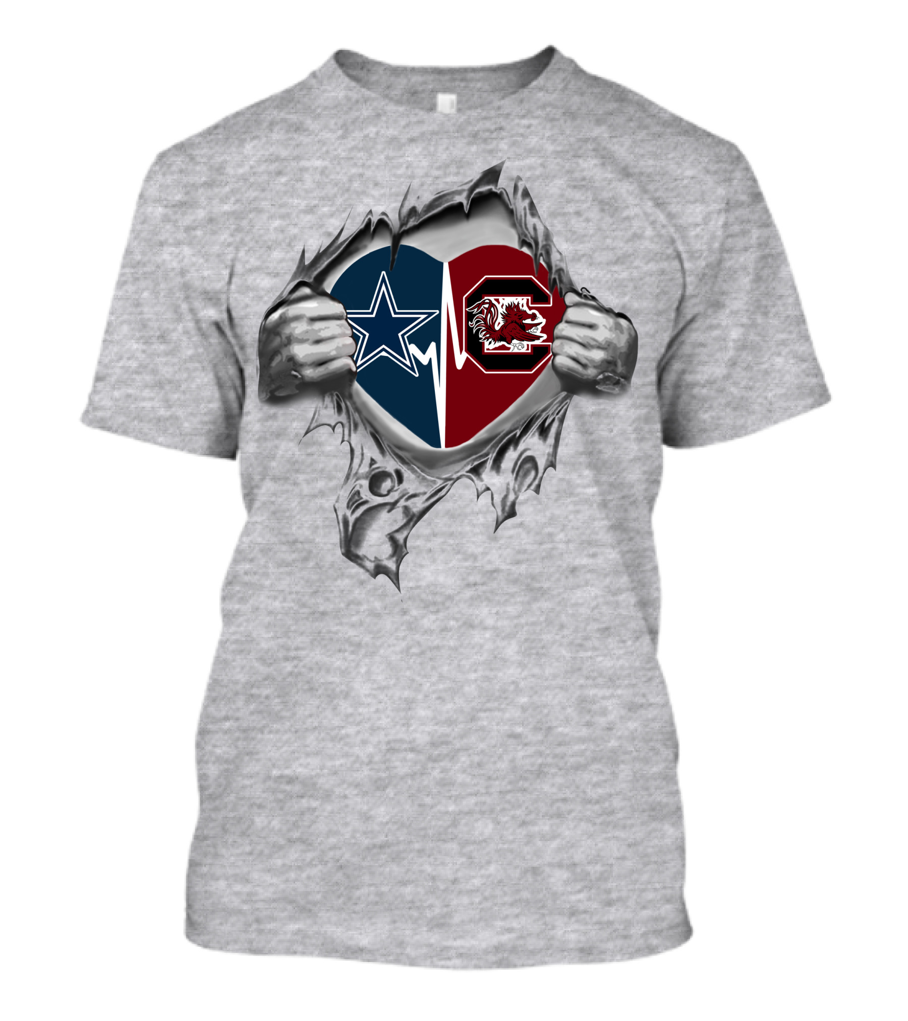Cowboys Star Gamecocks Rooster Logo Heart T-Shirt