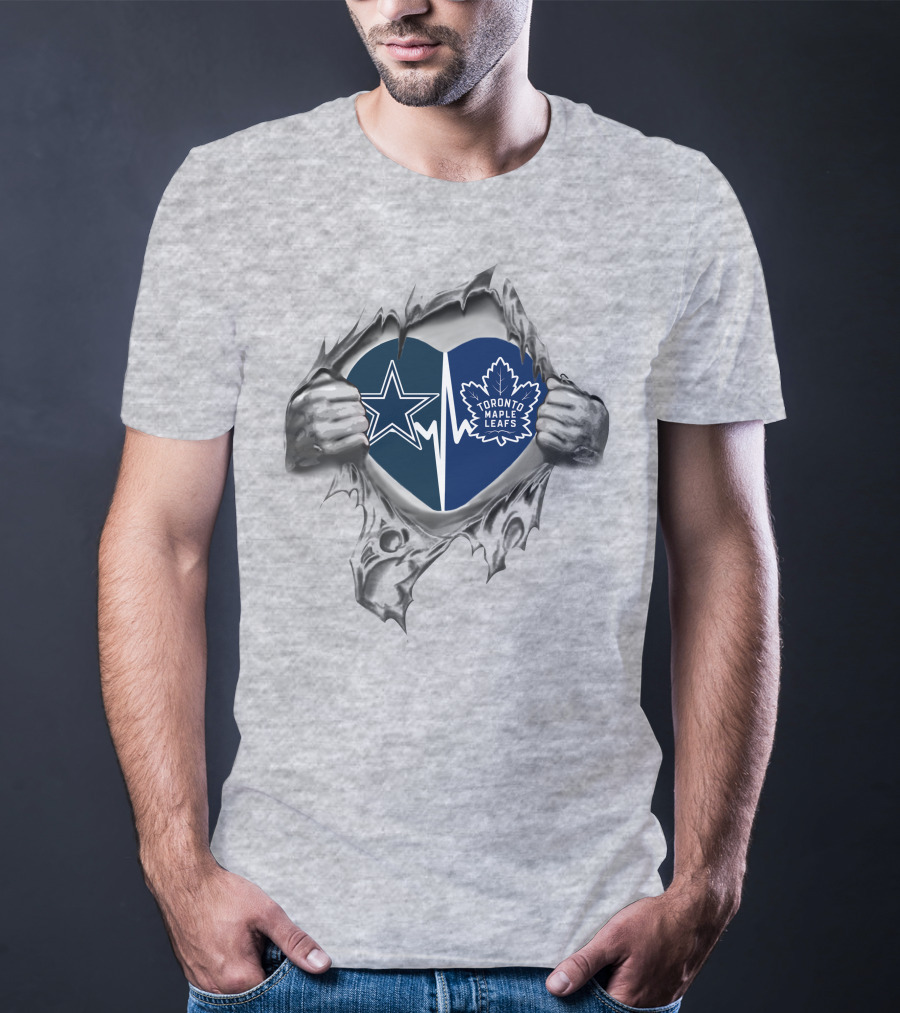 Cowboys Toronto Maple Leafs Heartbeat Passion Dual Logo Mashup T-Shirt