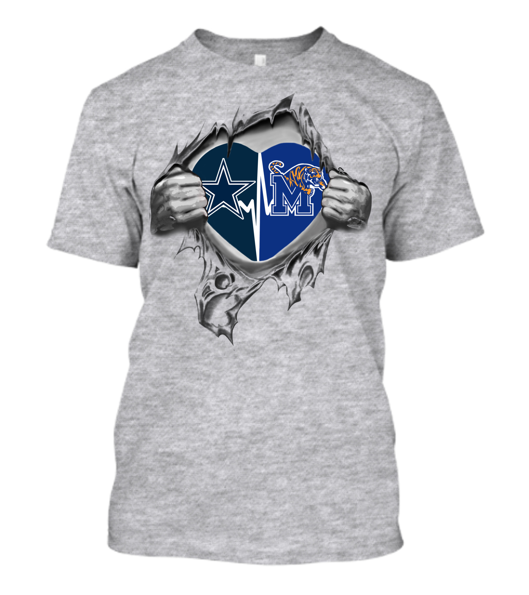 Cowboys Memphis Tigers Heart Symbol Revealed T-Shirt