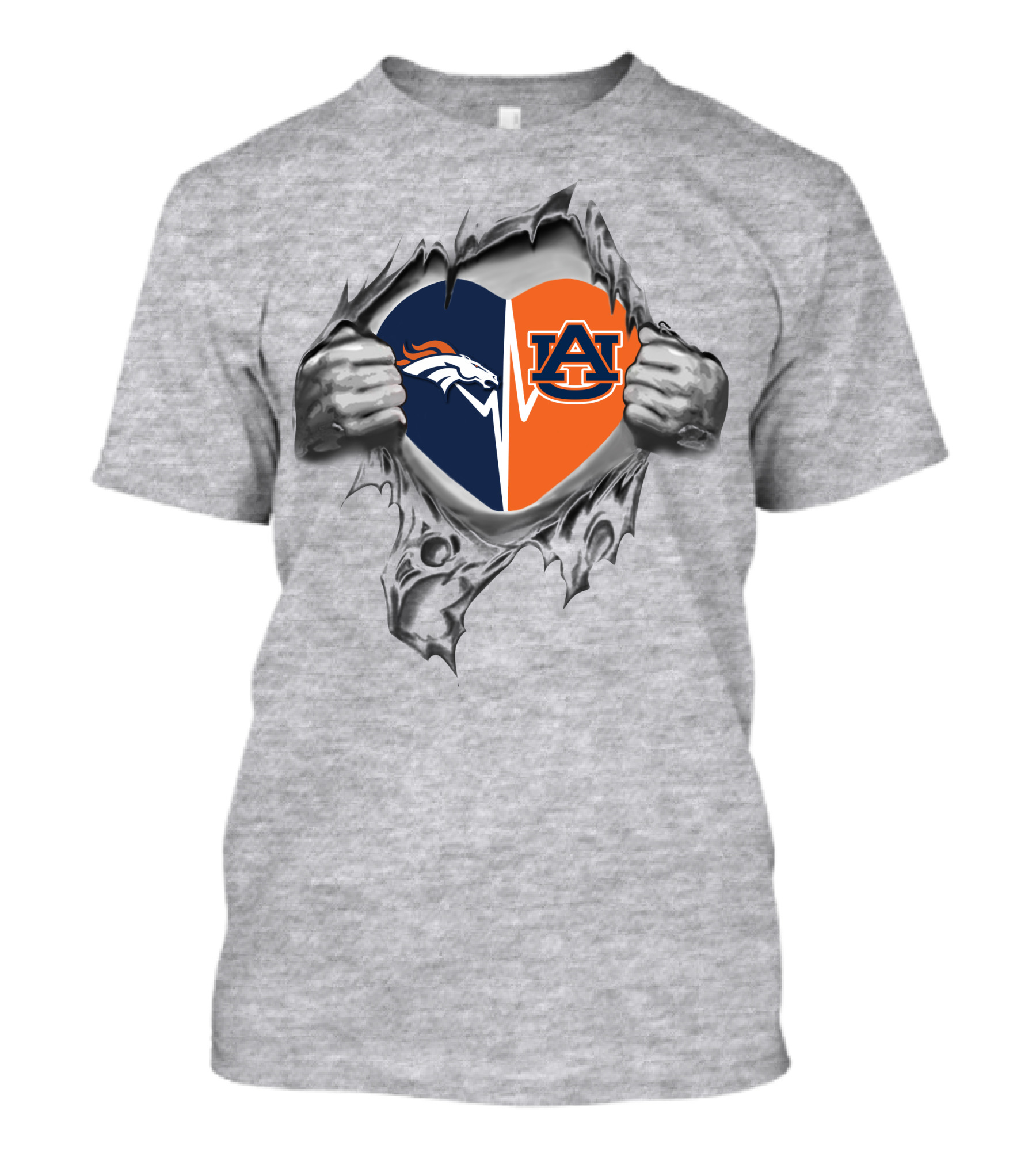 Broncos Auburn It's In My Heart Broncos Logo Mashup T-Shirt
