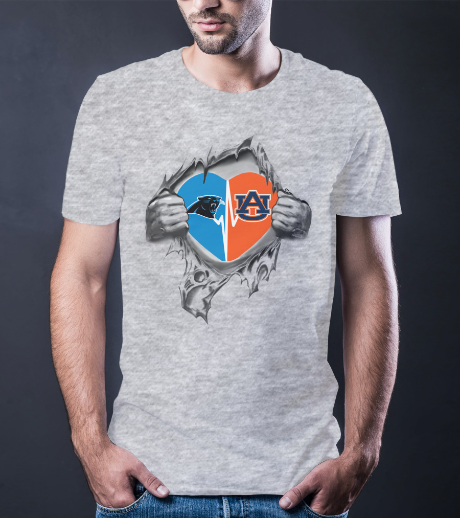 Panthers Auburn Heart Logo Dual Pride T-Shirt