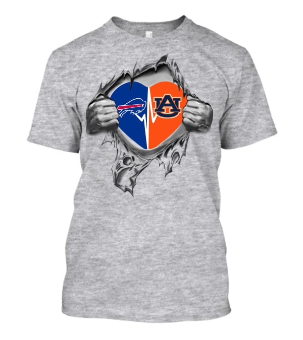 Bills Auburn Heart Split Buffalo Bills Auburn Tigers T-Shirt