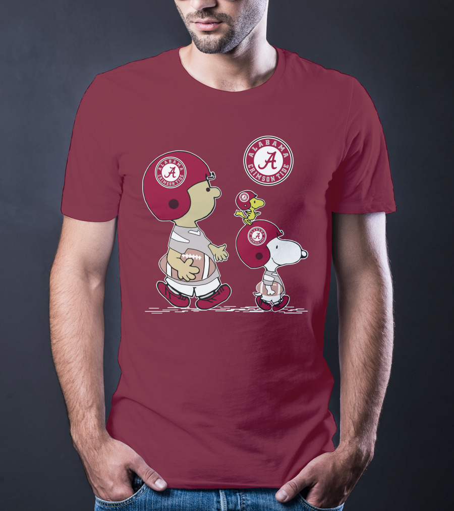 Alabama Crimson Tide Snoopy Peanuts Football Charlie Brown Woodstock T-Shirt