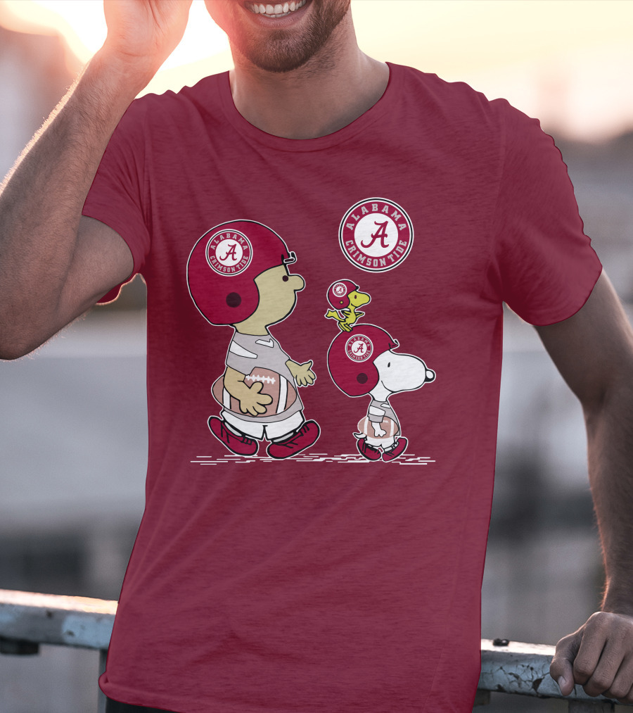 Alabama Crimson Tide Snoopy Peanuts Football Charlie Brown Woodstock T-Shirt