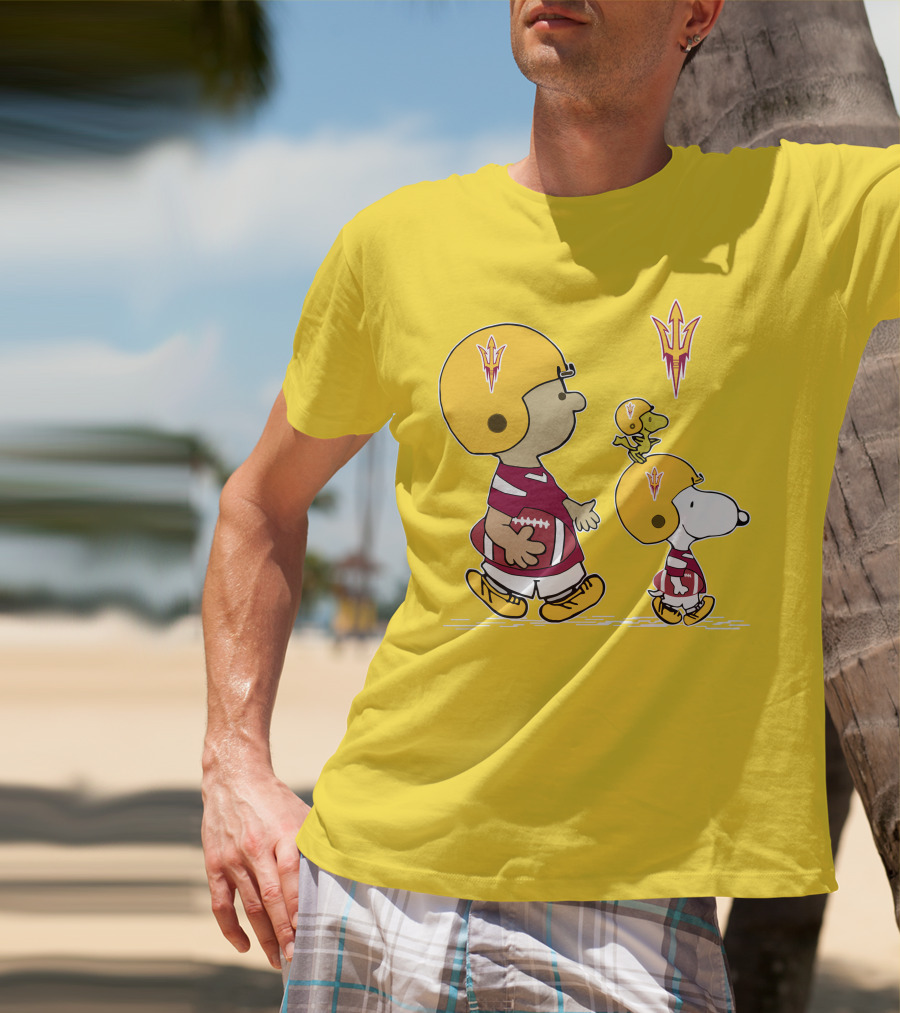 Arizona State Sun Devils Peanuts Football Players Charlie Brown Snoopy Woodstock T-Shirt