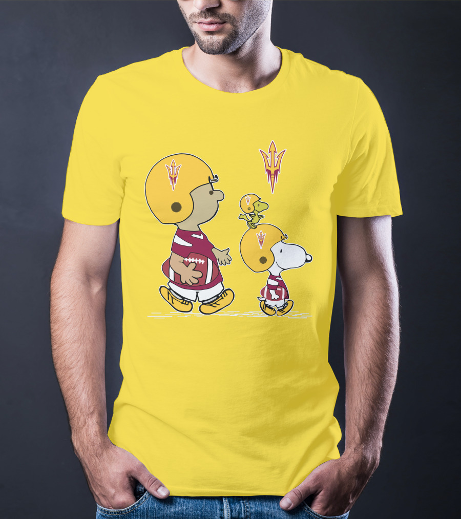 Arizona State Sun Devils Peanuts Football Players Charlie Brown Snoopy Woodstock T-Shirt