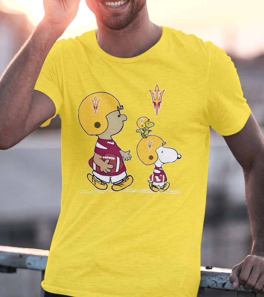 Arizona State Sun Devils Peanuts Football Players Charlie Brown Snoopy Woodstock T-Shirt