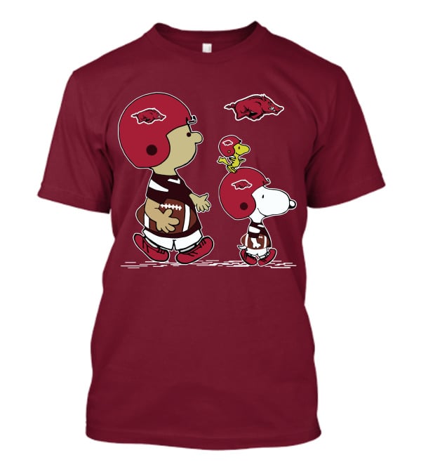 Arkansas Razorbacks Snoopy Football Peanuts Characters With Helmets T-Shirt