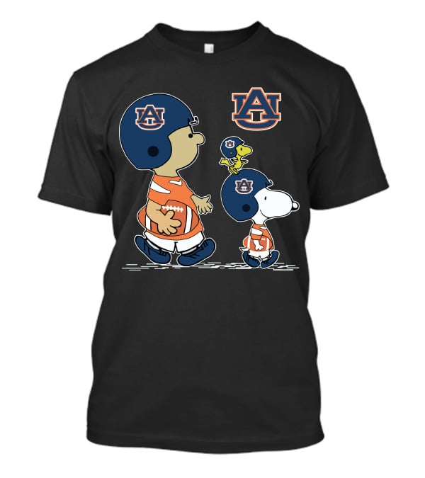 Auburn Tigers Snoopy And Woodstock Football Helmets Peanuts Collaboration T-Shirt
