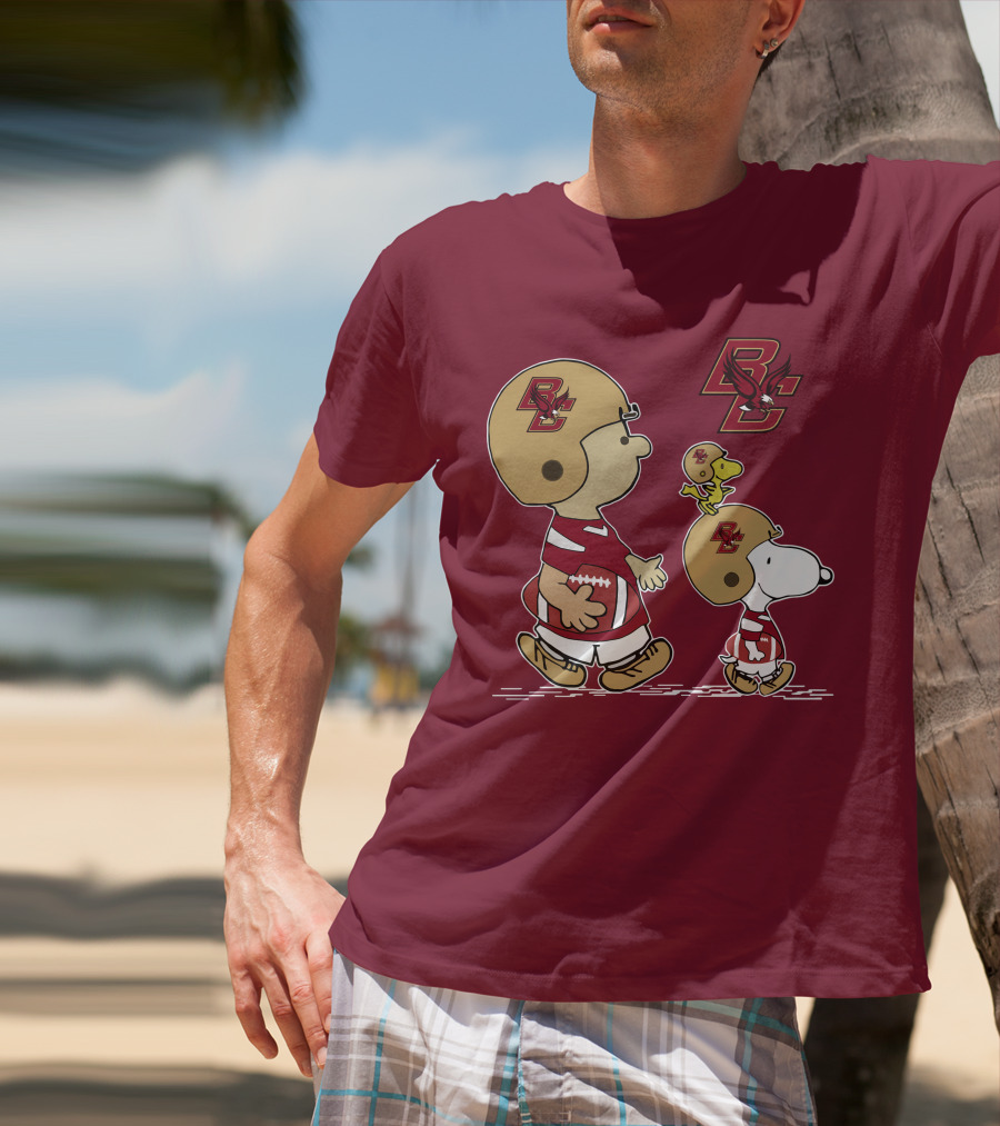 Boston College Eagles Snoopy Football BC T-Shirt