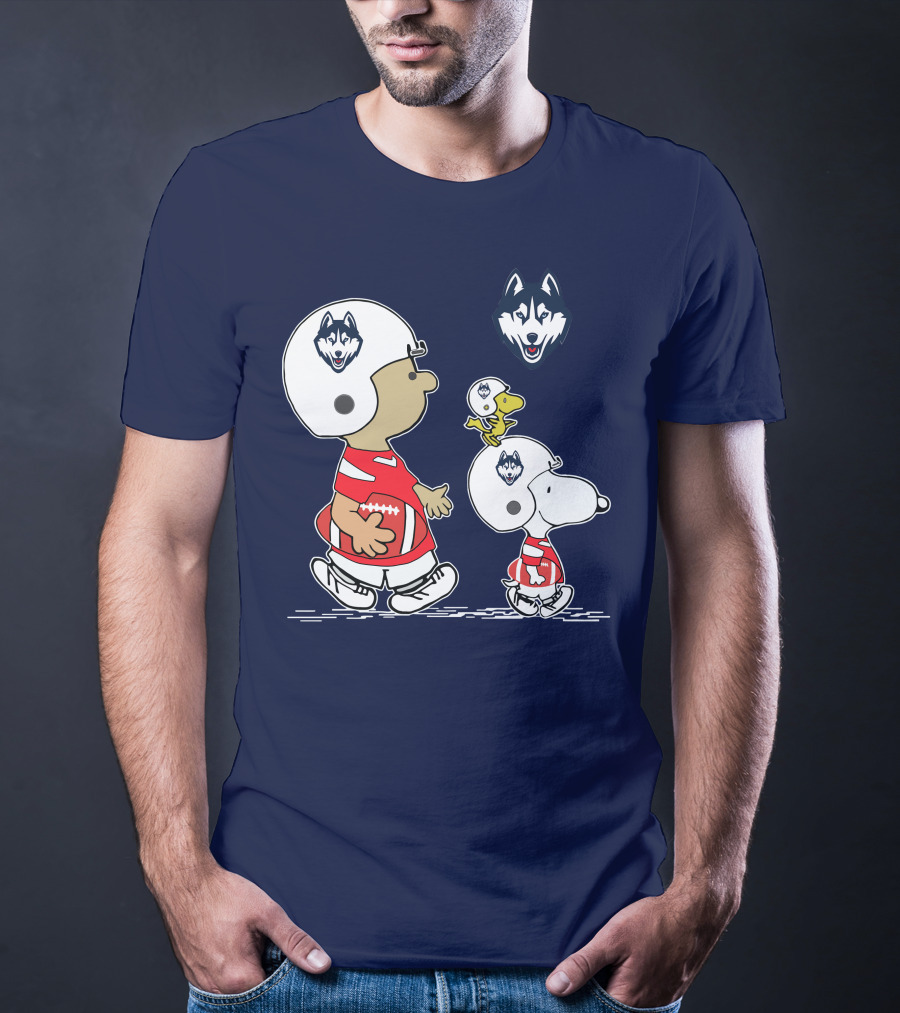 Connecticut Huskies Football Snoopy Woodstock Peanuts T-Shirt