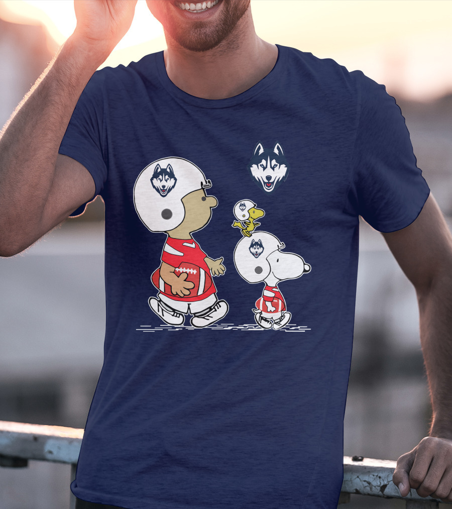 Connecticut Huskies Football Snoopy Woodstock Peanuts T-Shirt