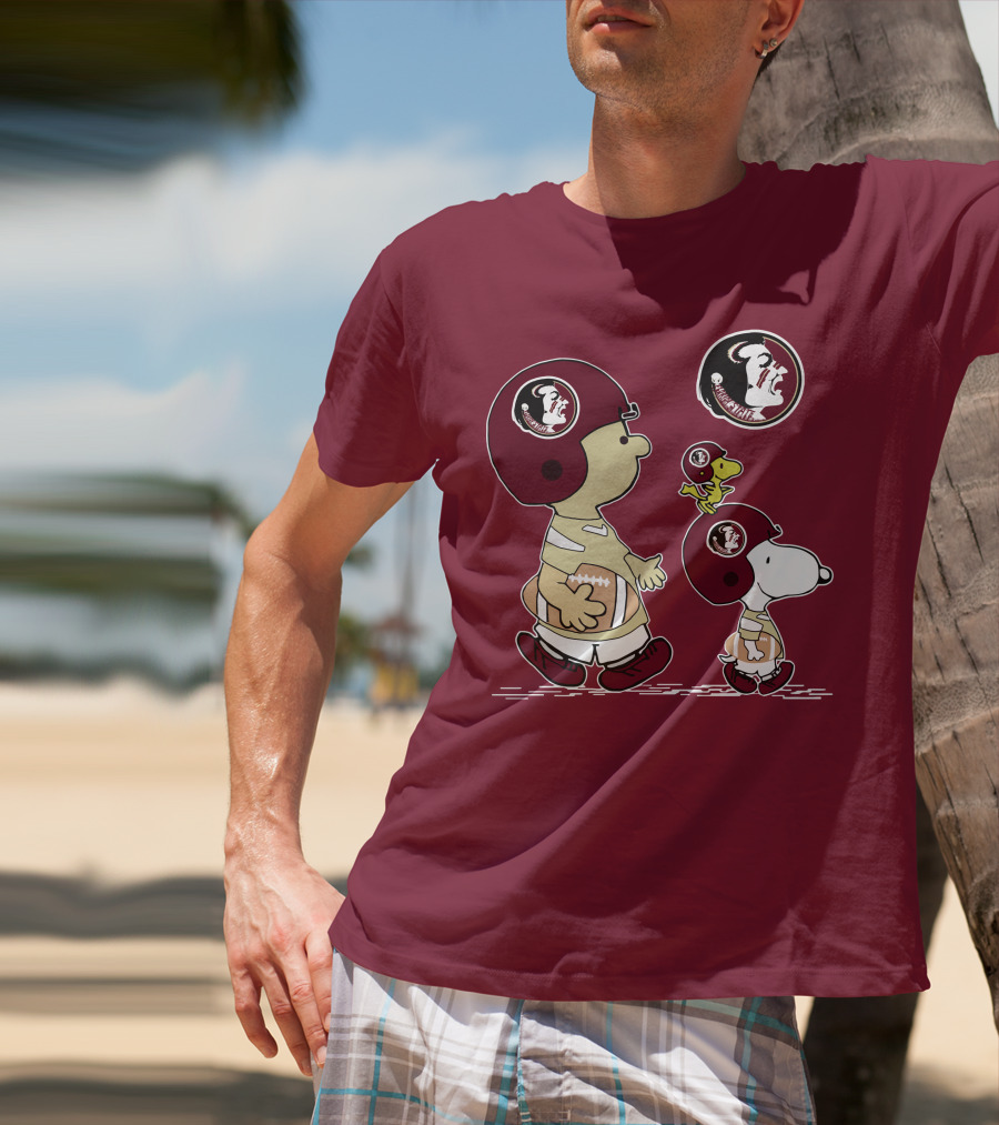 FSU Seminoles Snoopy And Woodstock Football Helmet T-Shirt