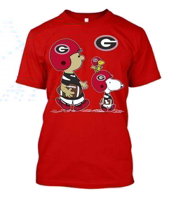 Georgia Bulldogs Snoopy And Woodstock Football Helmets T-Shirt