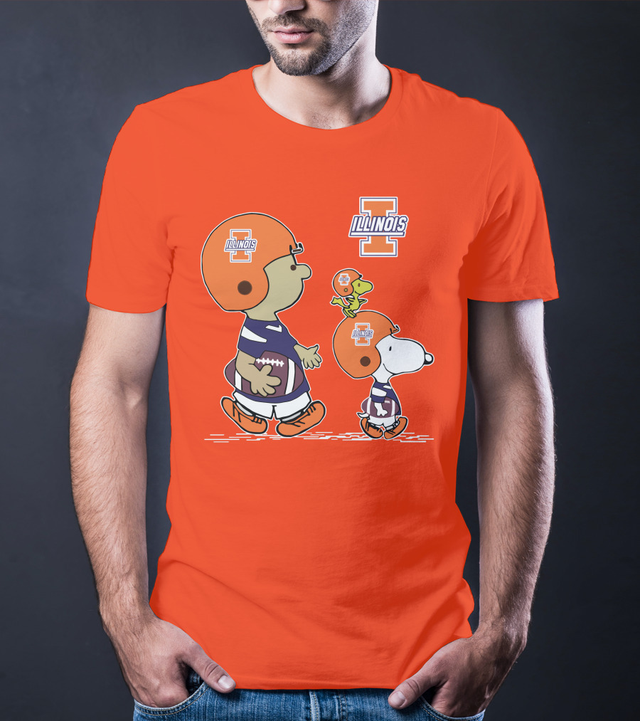Illinois Fighting Illini Snoopy Woodstock Charlie Brown Football T-Shirt