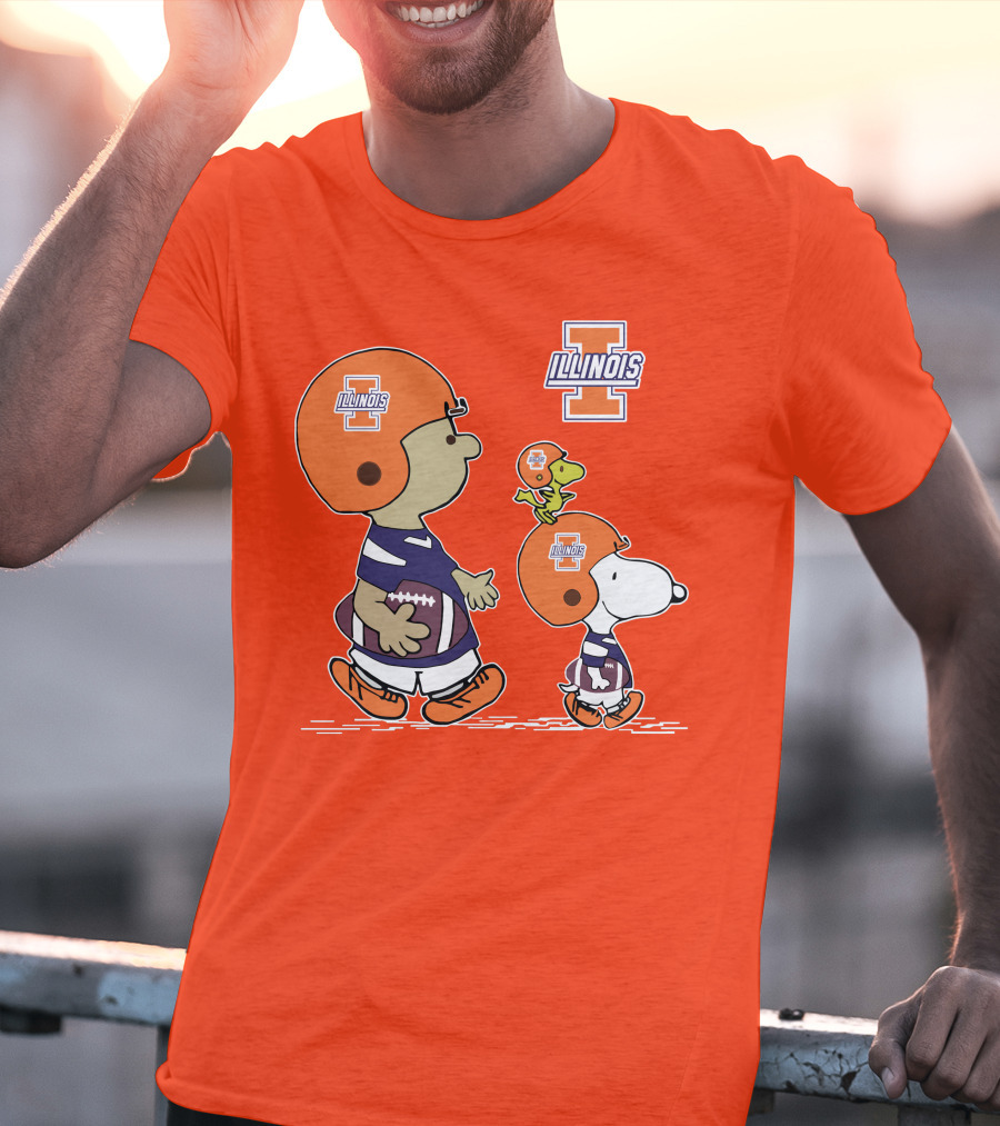 Illinois Fighting Illini Snoopy Woodstock Charlie Brown Football T-Shirt