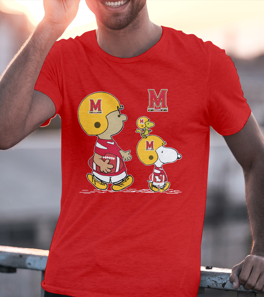 Maryland Terrapins Snoopy And Woodstock Football Fan Gear T-Shirt