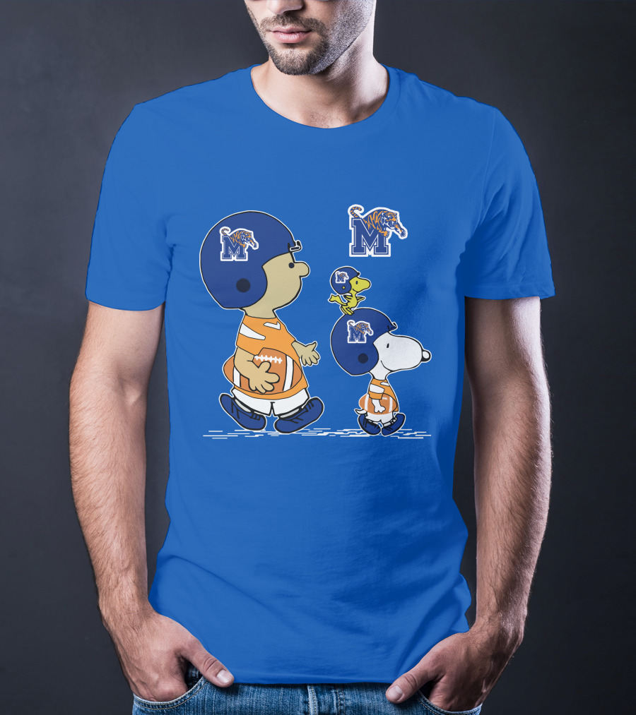 Memphis Tigers Snoopy Charlie Brown Woodstock Football Helmet T-Shirt