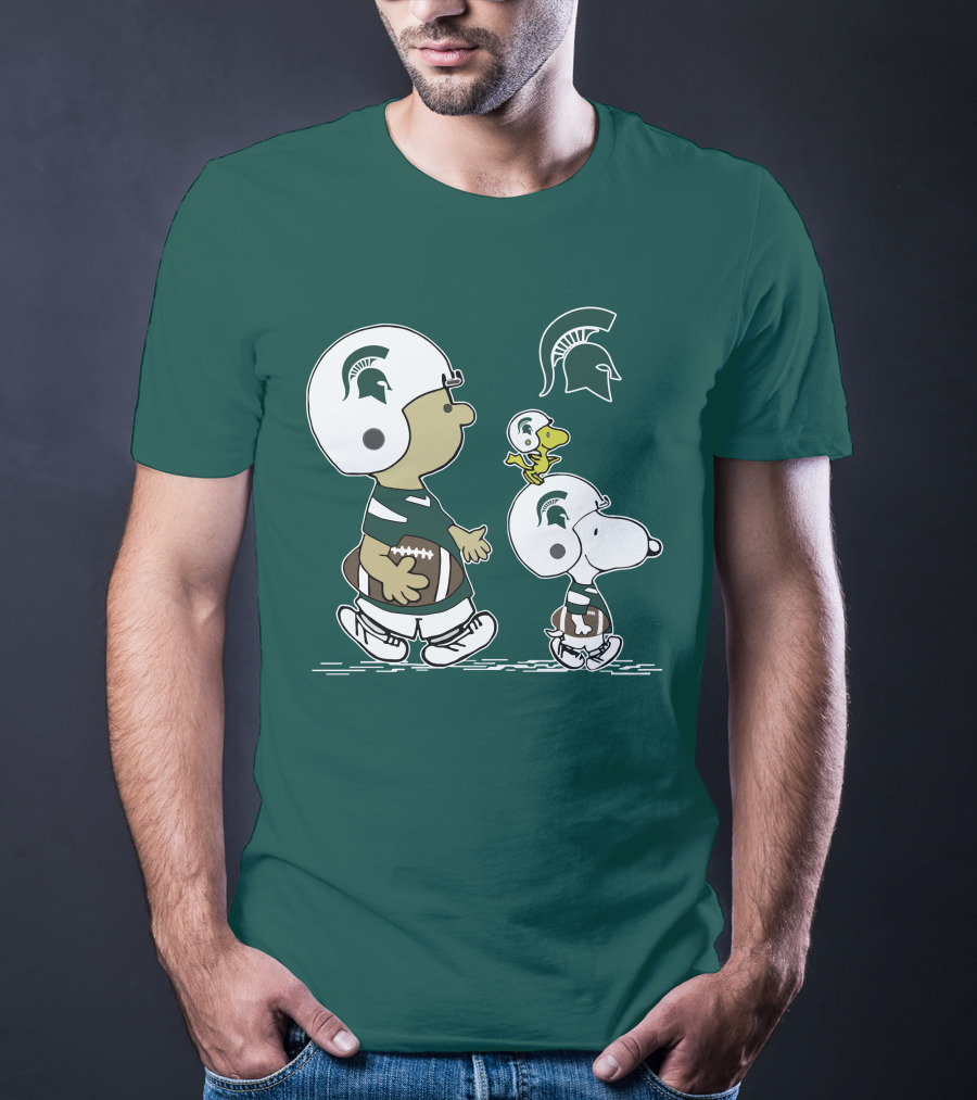 Michigan State Spartans Snoopy And Woodstock Football Gear T-Shirt