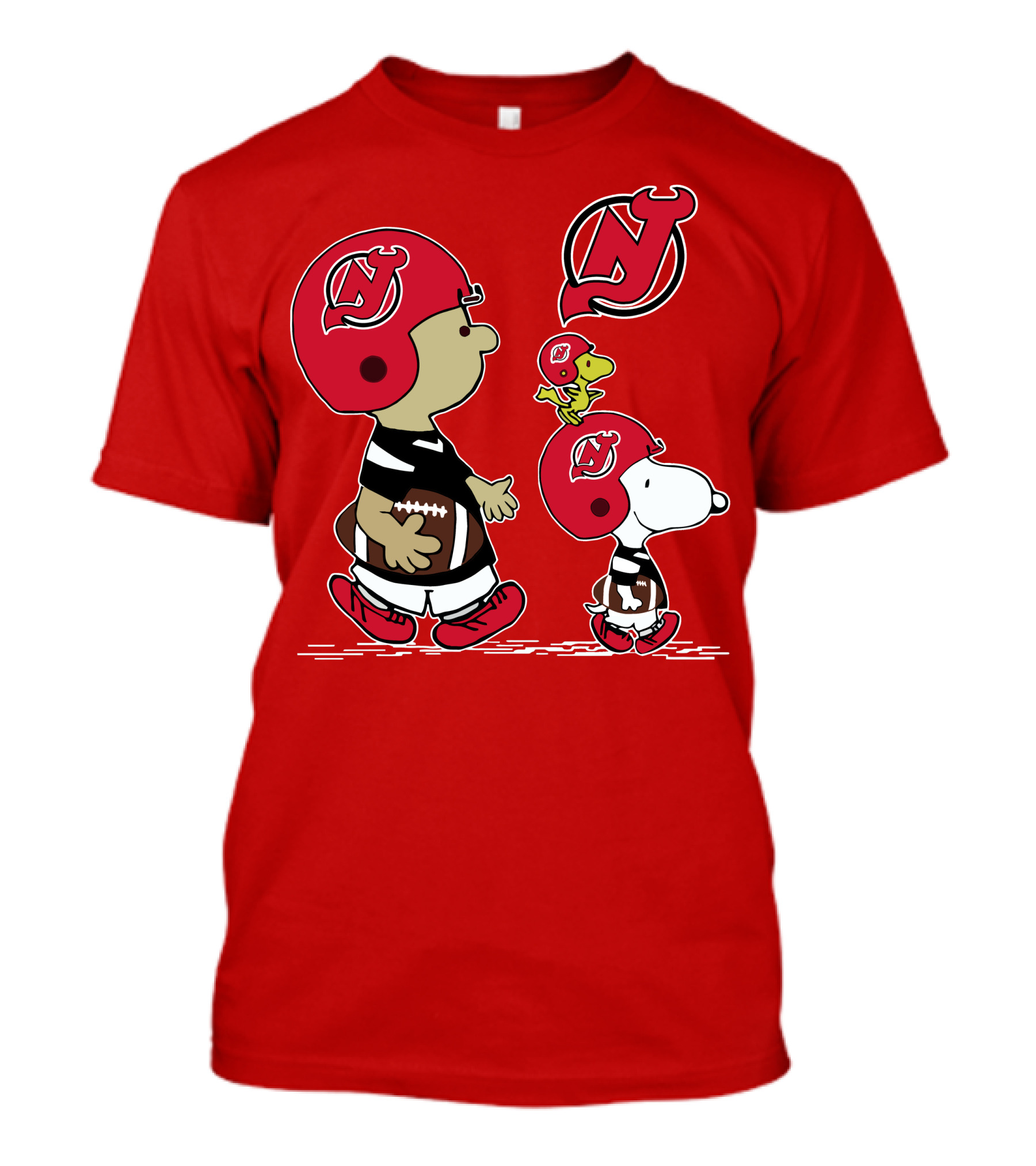 New Jersey Devils Snoopy And Woodstock Football Helmet T-Shirt