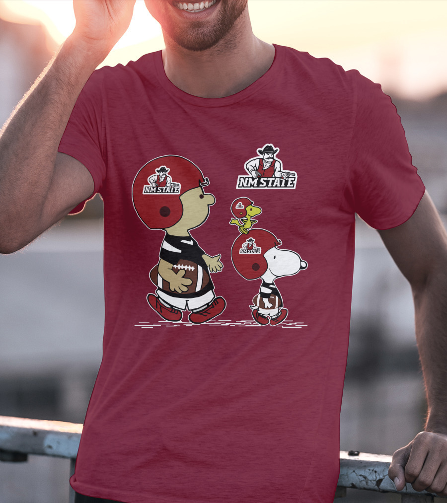NM State Snoopy Football Helmet Peanuts Characters T-Shirt