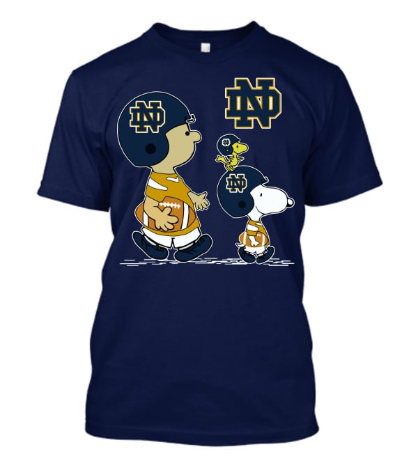 Notre Dame Fighting Irish Peanuts Characters Football Fan Scene T-Shirt