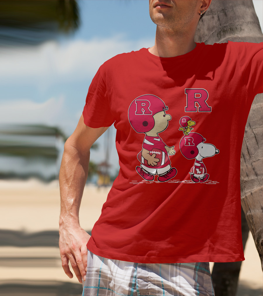 Rutgers Peanuts Snoopy Woodstock Football Helmet T-Shirt
