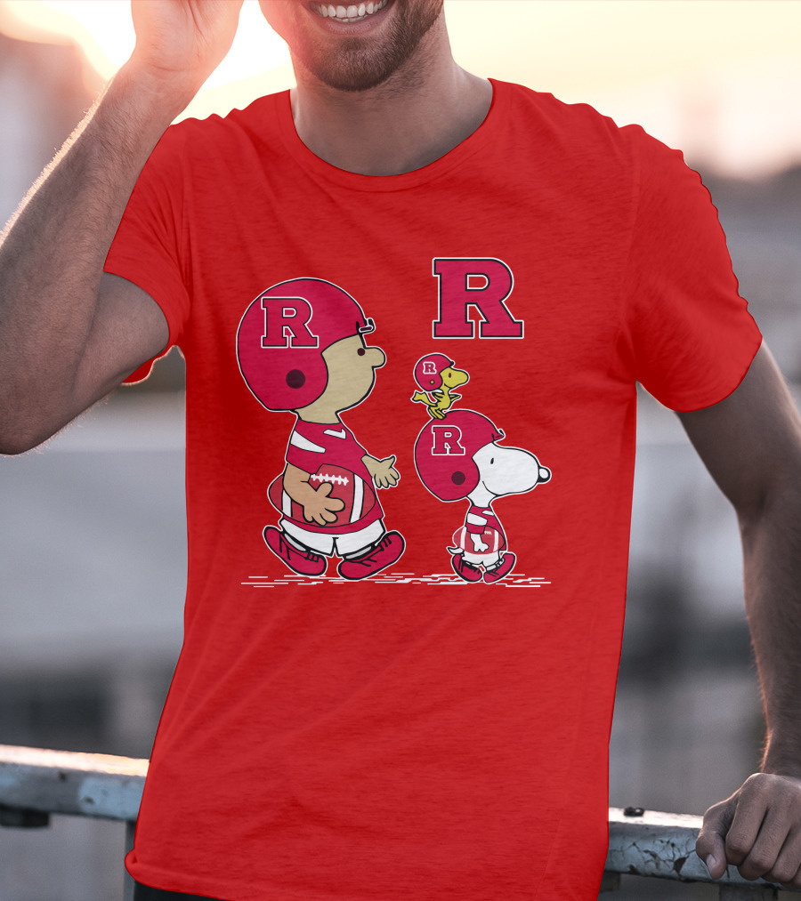 Rutgers Peanuts Snoopy Woodstock Football Helmet T-Shirt