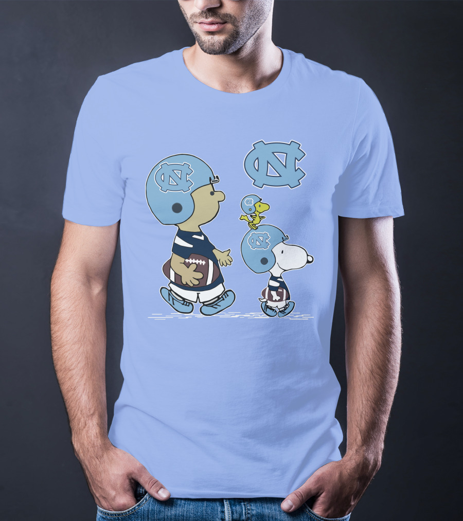 Tar Heels Peanuts Snoopy Woodstock Football UNC T-Shirt