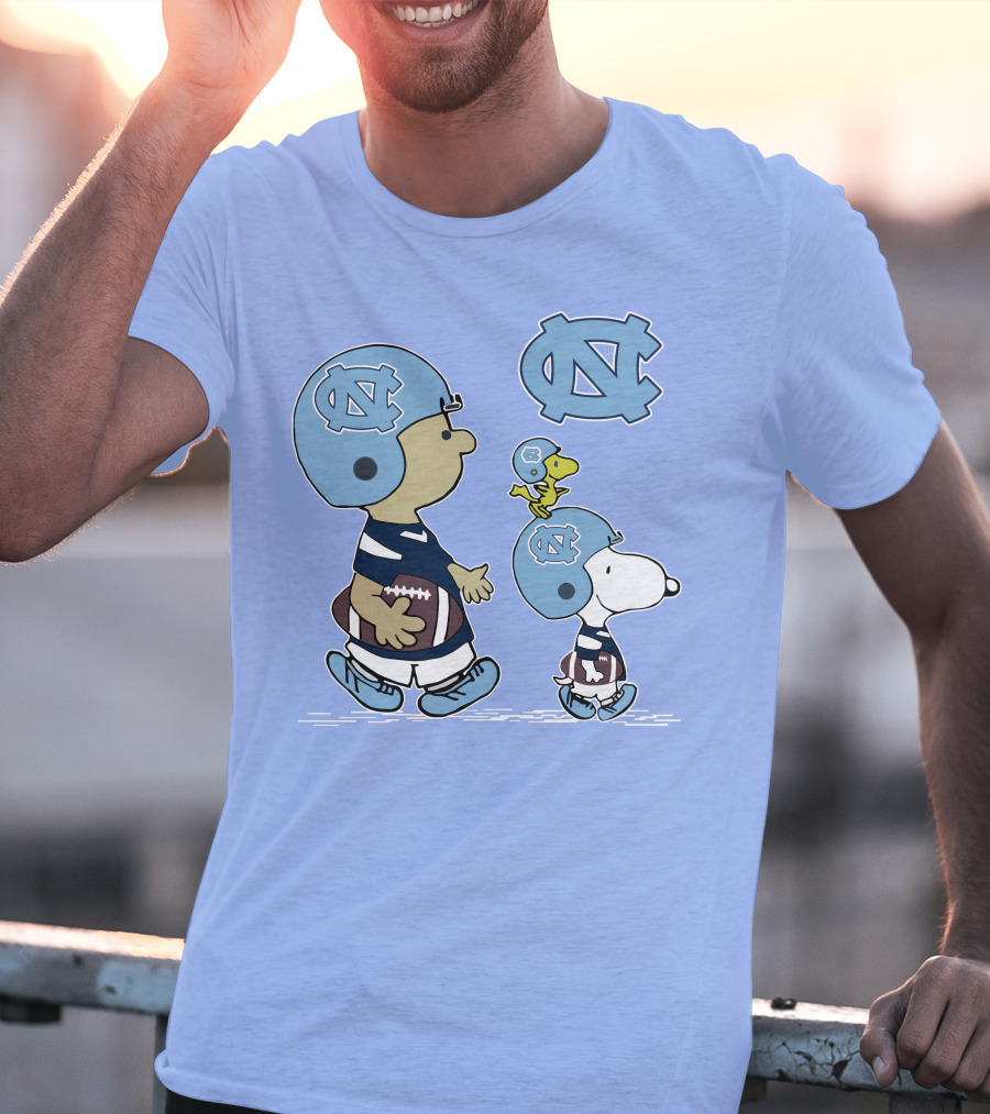 Tar Heels Peanuts Snoopy Woodstock Football UNC T-Shirt