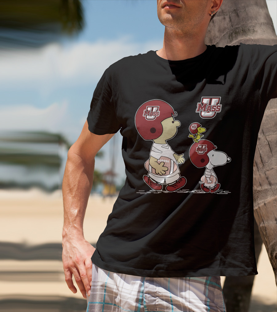 Umass Snoopy And Woodstock Peanuts Football Characters T-Shirt