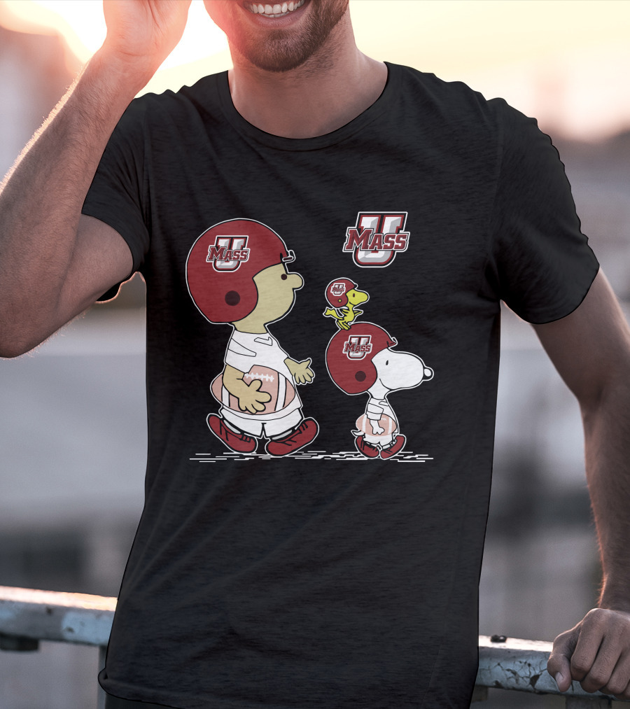 Umass Snoopy And Woodstock Peanuts Football Characters T-Shirt