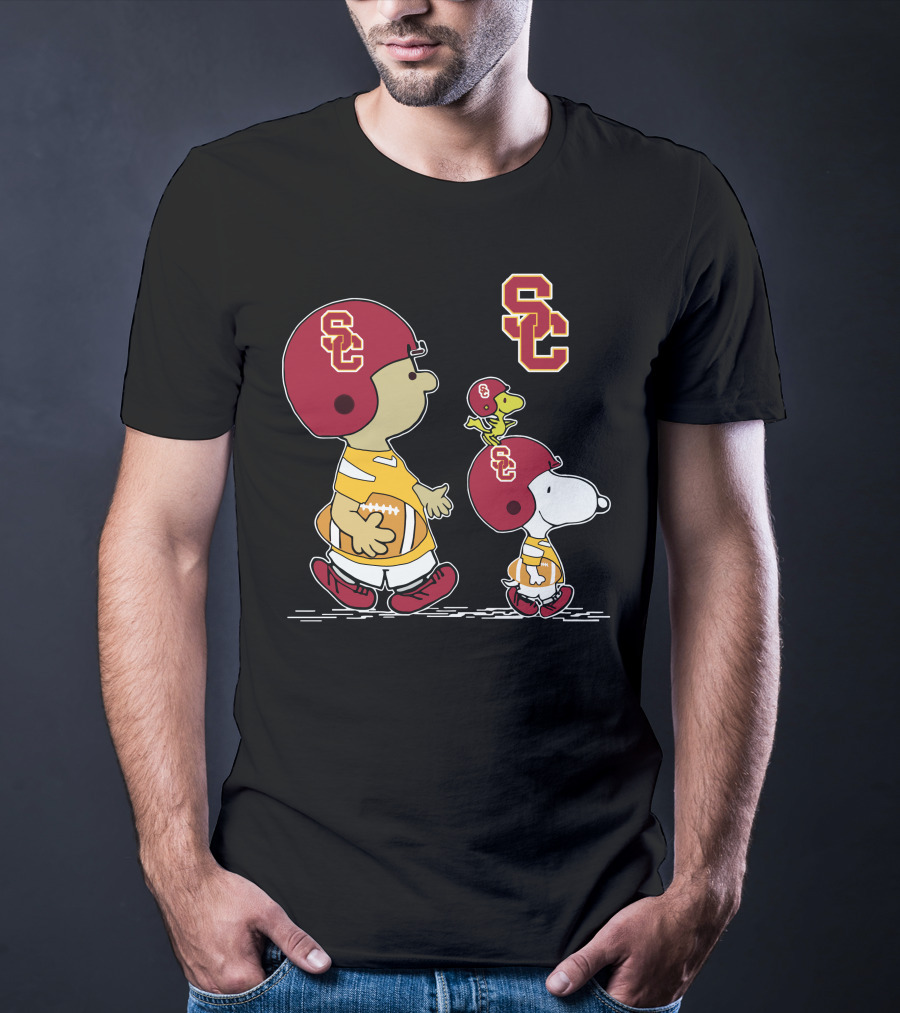 Usc Trojans Snoopy Football Woodstock Peanuts Characters T-Shirt