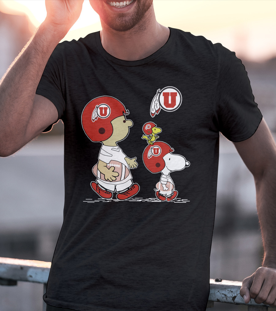 Utah Utes Snoopy And Woodstock Football Helmets T-Shirt