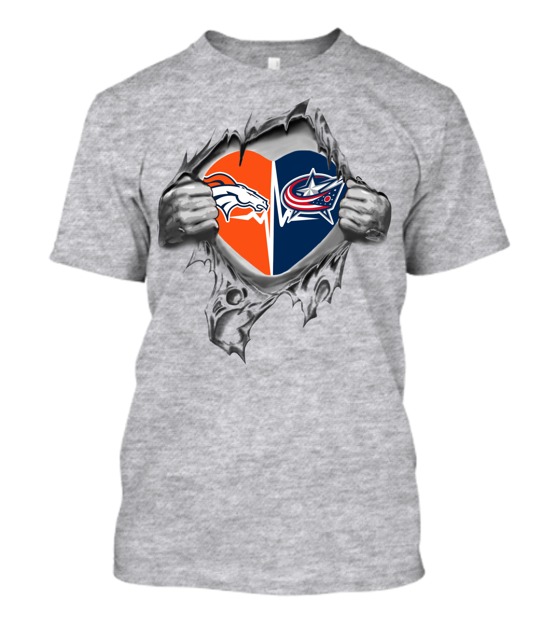 Broncos Columbus Blue Jackets Heart T-Shirt