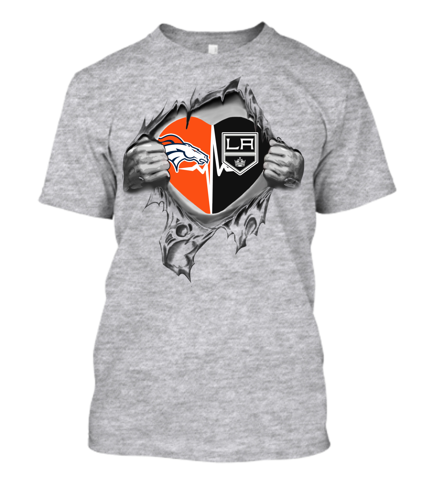Broncos LA Kings Heart Tearing T-Shirt
