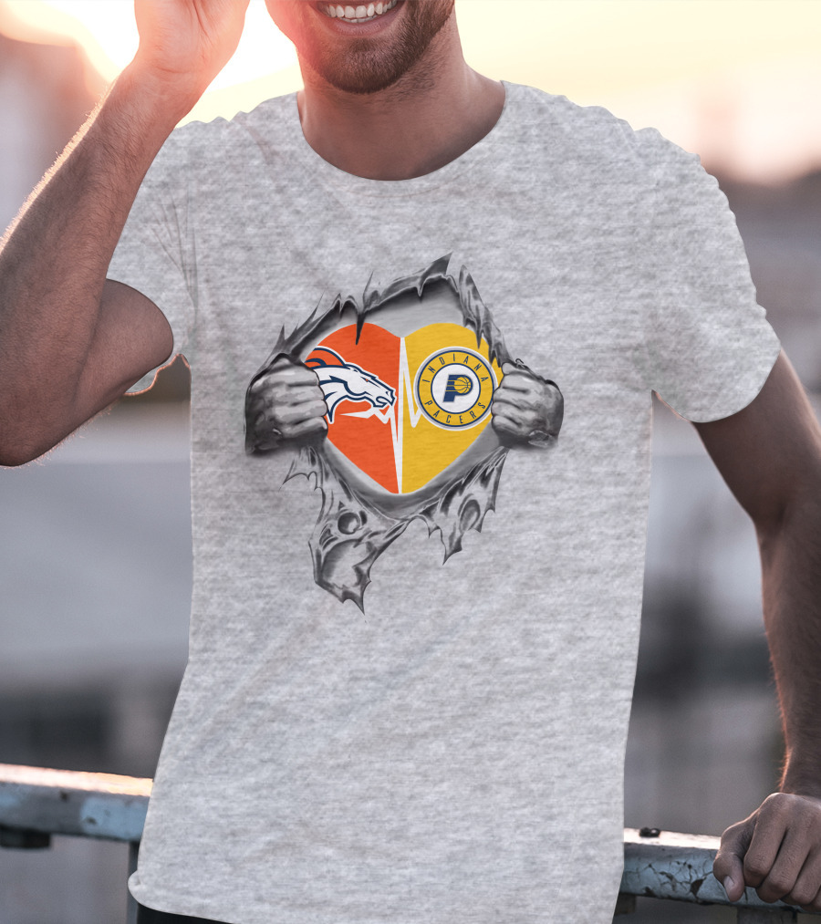 Broncos Pacers Heart Logo Mashup T-Shirt