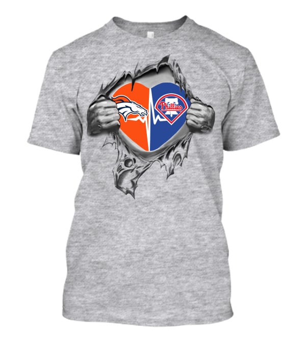 Broncos Phillies Heart Rip T-Shirt