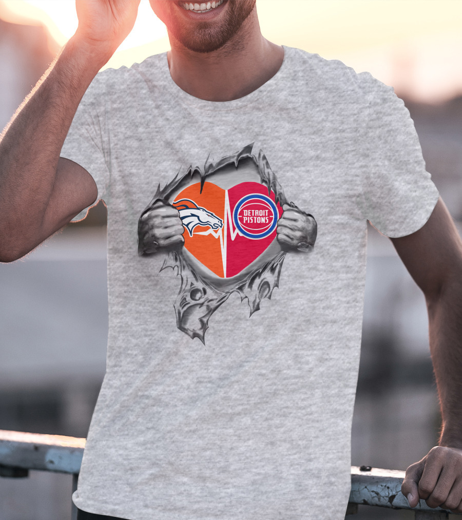 Broncos Pistons Heartbeat Passion Unveiled T-Shirt