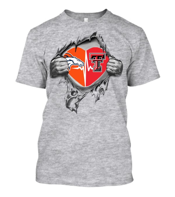 Broncos Texas Tech Heartbeat Fans United T-Shirt