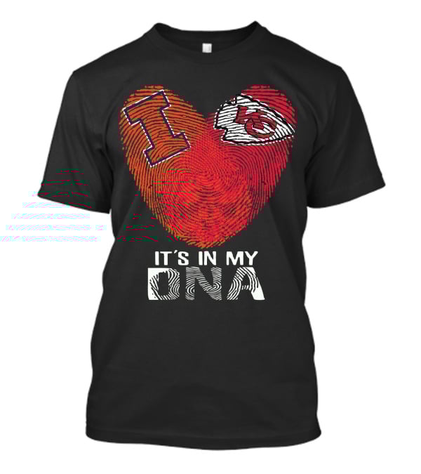 Illinois Fighting Illini And Kansas City Chiefs It's In My DNA Heart Fingerprint T-Shirt