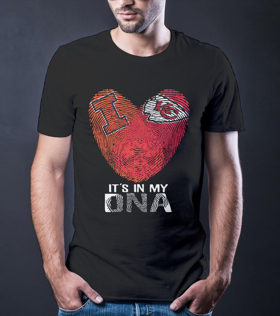 Illinois Fighting Illini And Kansas City Chiefs It's In My DNA Heart Fingerprint T-Shirt
